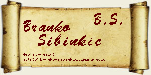 Branko Sibinkić vizit kartica